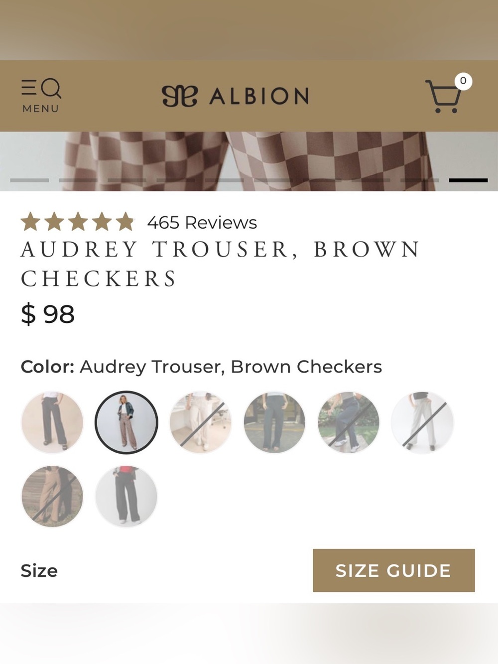 NWT Albion Audrey Brown Checkered Pants XS - Picture 5 of 13
